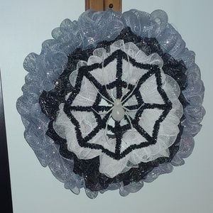 One of a kind Halloween Wreath black/gray/white